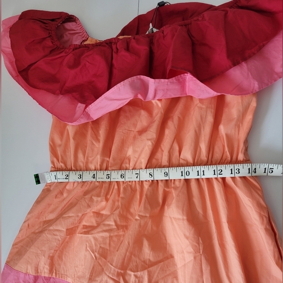 Anthropologie Brand English Factory Colorblock Off Shoulder Tiered  Maxi Dress - Picture 7 of 11